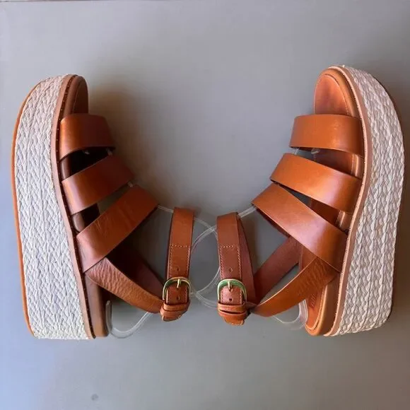 FitFlop Eloise Wedge Sandals Womens Size 8 Tan Platform Espadrille Strappy Shoes - Picture 7 of 16